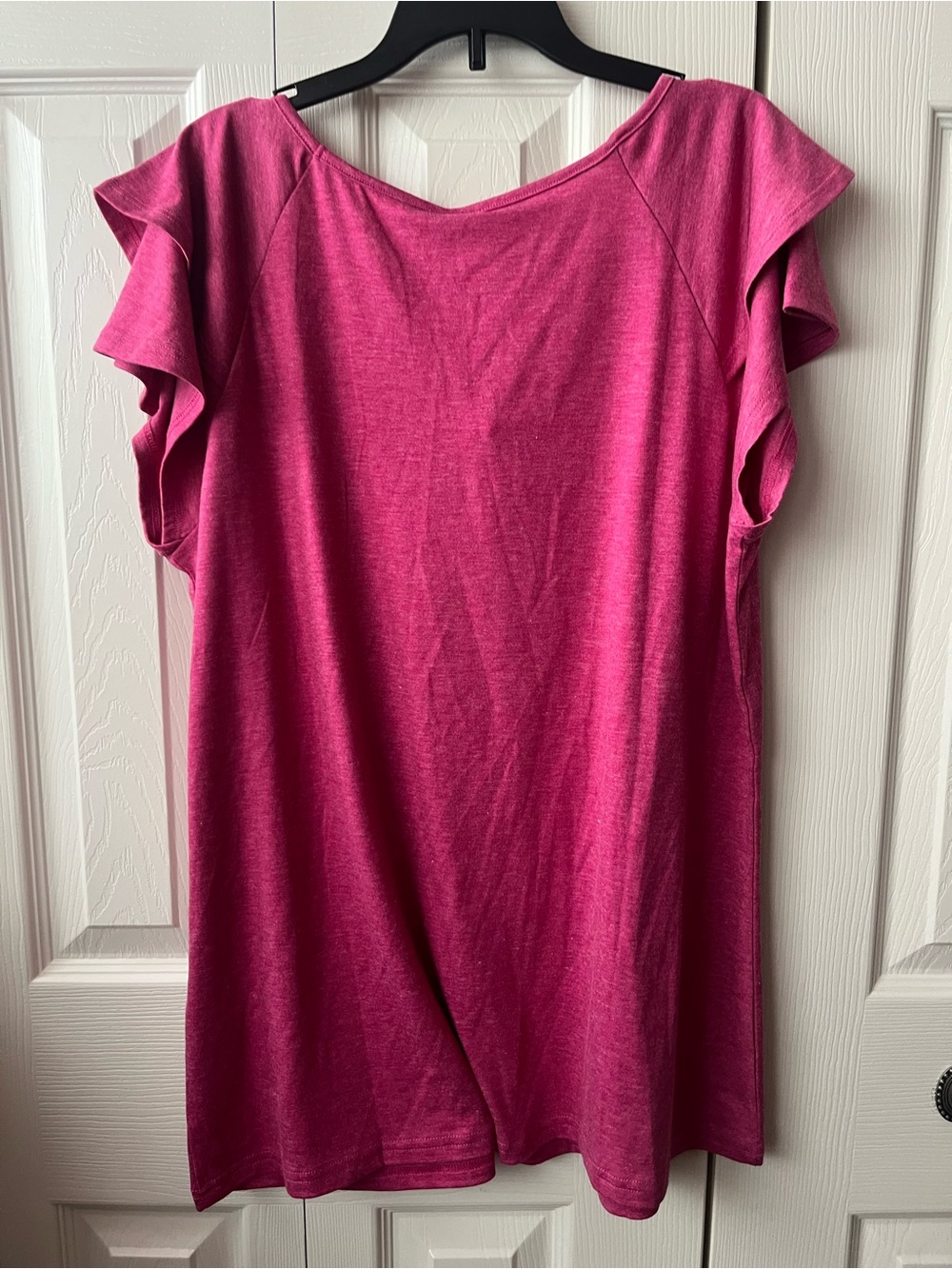 Charming Charlie Raspberry V-Neck Ruffle Sleeve Tank - Picture 2 of 2